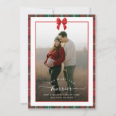 格子弓のメリークリスマス妊娠が多い シーズンカード (正面)