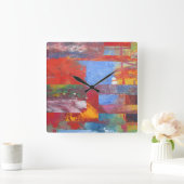 格子数々のな着色された抽象芸術を着色して下さい スクエア壁時計 (ホーム)