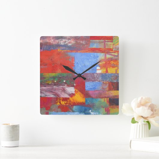 格子数々のな着色された抽象芸術を着色して下さい スクエア壁時計 (ホーム)