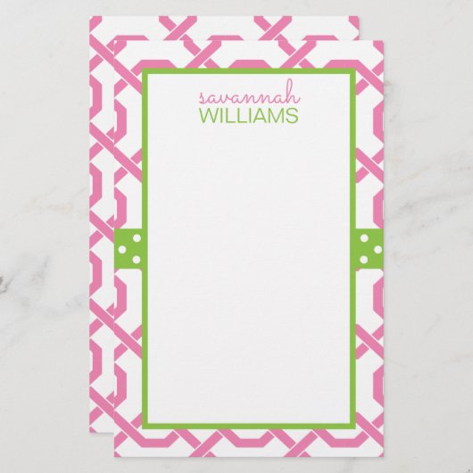 格子文房具とグロスグレインパーソナライズされた文具 (正面/裏面)