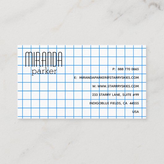 格子方眼紙の名刺 名刺 (裏面)