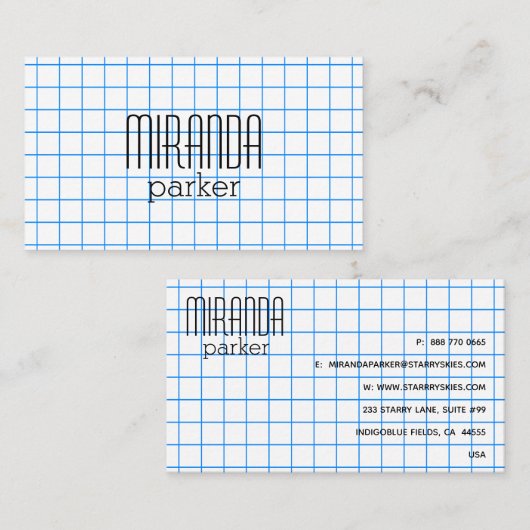 格子方眼紙の名刺 名刺 (正面/裏面)