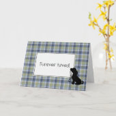 格子枠付き犬悔やみや弔慰の紛失 カード (黄色い花)