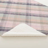 格子柄の梅、灰色、ピンク シェルパブランケット (3/4)