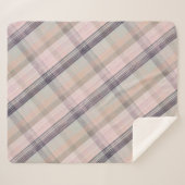 格子柄の梅、灰色、ピンク シェルパブランケット (正面(横))