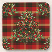 格子模様のクリスマスツリー | Christmas Corkコースターセット コースター (正面)