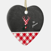 格子模様のクリスマストナカイパーソナライズされたシャルボード セラミックオーナメント (右)