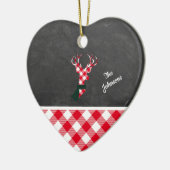 格子模様のクリスマストナカイパーソナライズされたシャルボード セラミックオーナメント (左)