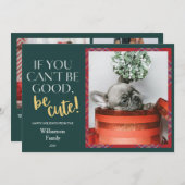 格子模様のクリスマスペットの写真 シーズンカード (正面/裏面)