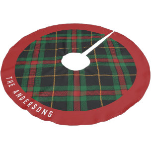 格子模様のクリスマス ブラッシュドポリエステルツリースカート