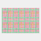 格子模様のバラ – ピンク ラッピングペーパーシート (正面3)