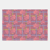 格子模様のバラ ラッピングペーパーシート (正面2)