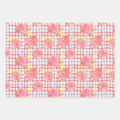 格子模様のバラ ラッピングペーパーシート (正面)