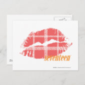 格子模様のピンク ポストカード (正面/裏面)