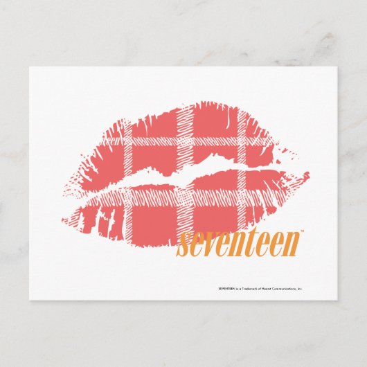 格子模様のピンク ポストカード (正面)