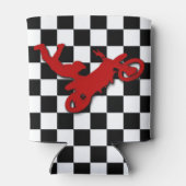 格子模様の汚れバイクもしくは自転車に乗る人 缶クーラー (裏面)