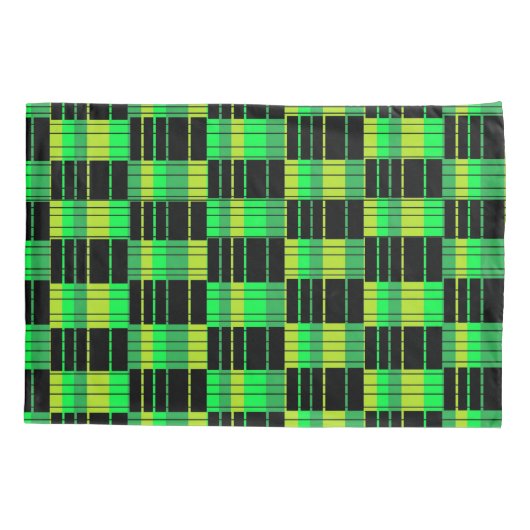 格子模様の緑と黒の枕ケース 枕カバー (裏面)