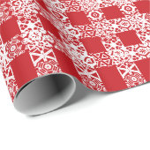 格子模様の赤い白いレースのパタ市松模様にーン・クリスマス ラッピングペーパー (ロールコーナー)