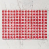 格子模様の赤い白いレースパターンのクリスマスランチョンマット ペーパーパッド (正面)