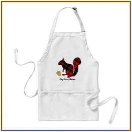 格子模様の赤と金ゴールドリスとアコーン スタンダードエプロン