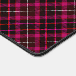格子模様はっきりしたヴィンテージタータンチェックブラックホットピンク デスクマット