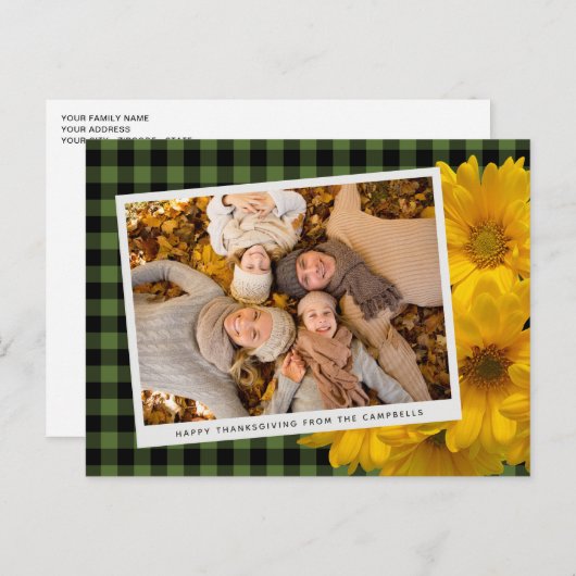 格子模様カスタムの感謝挨拶 ポストカード (正面/裏面)