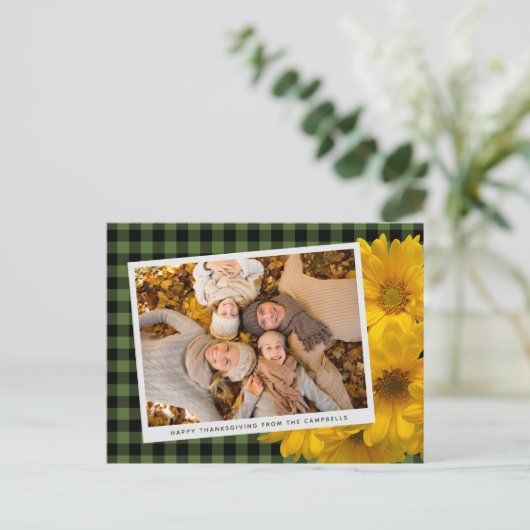 格子模様カスタムの感謝挨拶 ポストカード (スタンド正面)