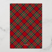 格子模様カップル写真タータンチェッククリスマス金ゴールド 箔シーズンカード (裏面)