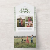 格子模様クリスマスグリーン4フォトホリデー オールインワン招待状 (内側)