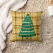 格子模様クリスマスツリー クッション (ブランケット)