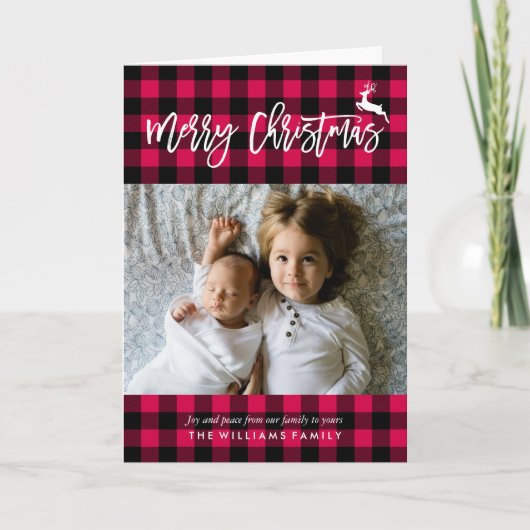 格子模様クリスマスフォト シーズンカード (正面)
