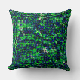 格子模様ストライプの緑の斜め屋根 クッション