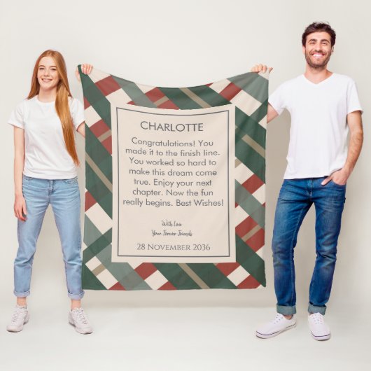 格子模様パーソナライズされた退職金 フリースブランケット (インサイチュ)