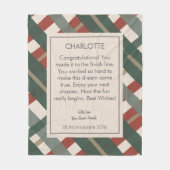 格子模様パーソナライズされた退職金 フリースブランケット (正面)