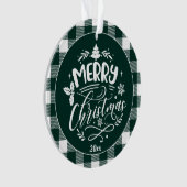 格子模様メリークリスマスフォト オーナメント (正面)