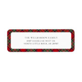 格子模様レッド素朴クリスマスタータンチェック差出人住所 ラベル (正面)