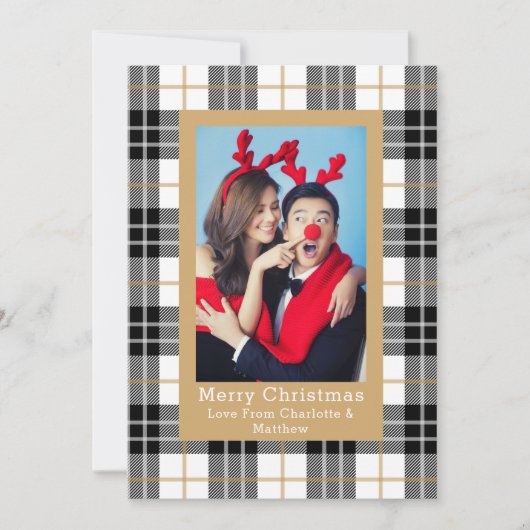 格子模様写真テンプレート パーソナライズされた 招待状 (正面)