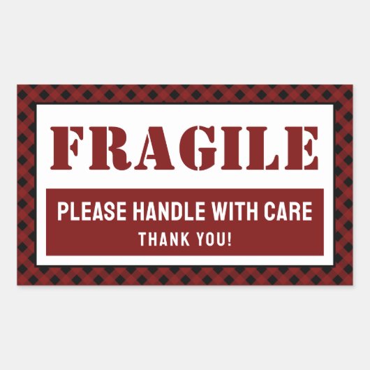 格子模様気に包装付き脆性柄 長方形シール (正面)