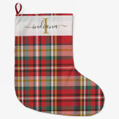 格子模様素朴クリスマス ラージクリスマスストッキング (正面)