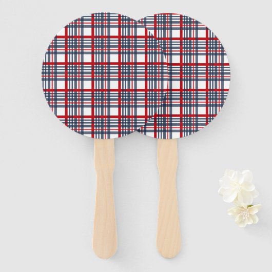 格子模様 ハンドファン (正面&裏面)