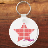 格子模様（ピンク） 3 キーホルダー (正面)