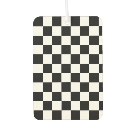 格子模様（白黒） カーエアーフレッシュナー (正面)