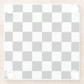 格子模様（白黒） ガラスコースター (裏面)