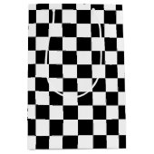 格子模様（白黒） ミディアムペーパーバッグ (正面)