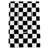 格子模様（白黒） ミディアムペーパーバッグ (裏面)