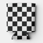 格子模様（白黒） 缶クーラー (正面)