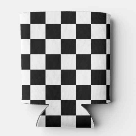 格子模様（白黒） 缶クーラー (裏面)