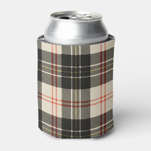 格子模様：赤 缶クーラー (缶正面)
