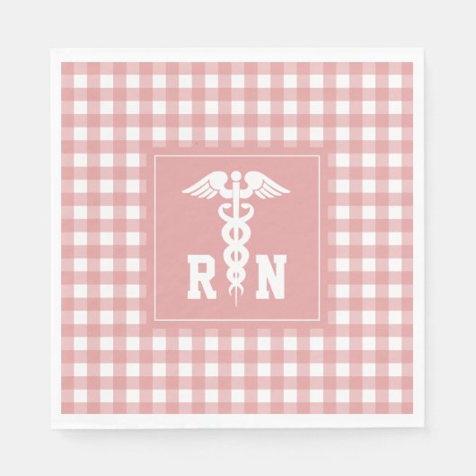 格子模様RN登録ナース卒業 スタンダードランチョンナプキン (正面)