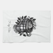 格子水カラードリンクファームハウスラテコーヒー キッチンタオル (横)